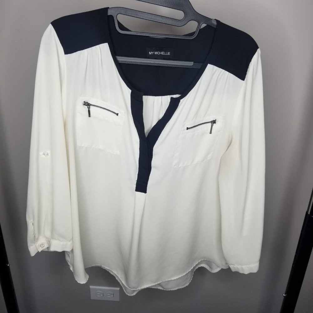 White and Black Blouse
